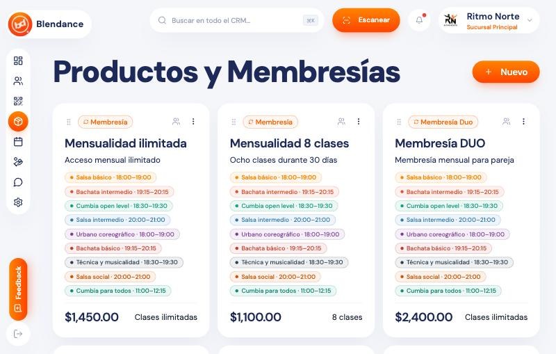 Productos y membresías