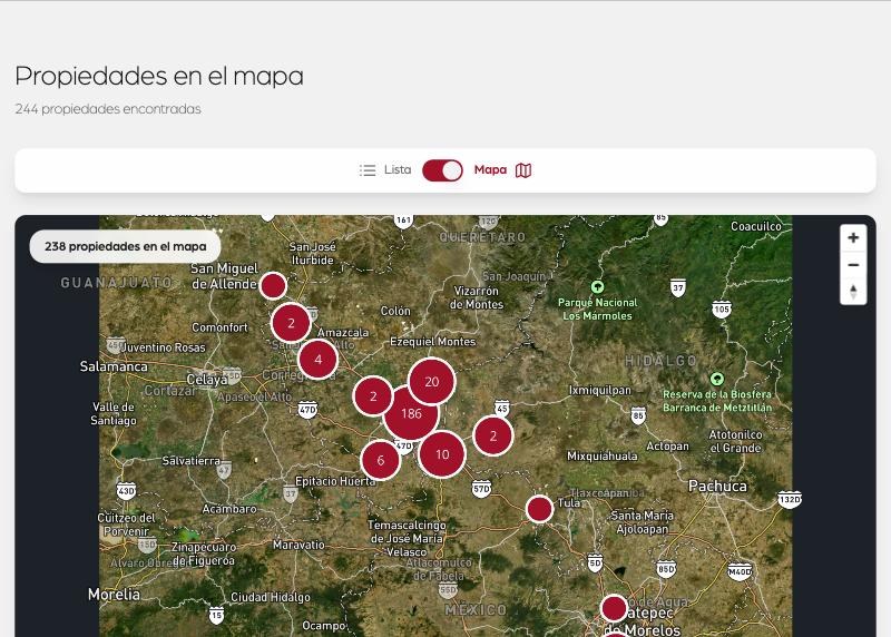 Mapa interactivo de propiedades