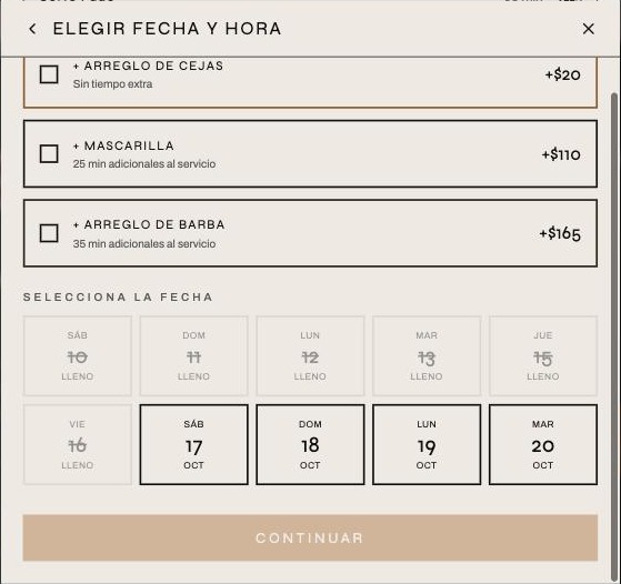 Los días completos se marcan solos como LLENO